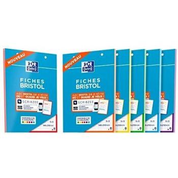 Bloc de fiches Bristol 2.0 couleurs assorties perforées A5 30 feuilles Q5x5