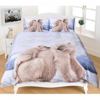 Polar Bear And Cub Animal Print Duvet Cover Bedding Set