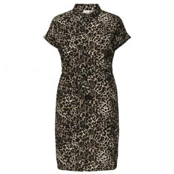 Robe ONLY Curve noire à imprimé léopard manches courtes