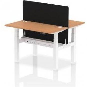 Back‑to‑Back Air Dual‑Desk 1200 × 600 mm – Height‑Adjustable, Oak Top, Cable Ports