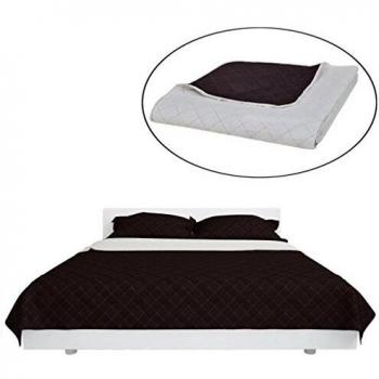 VidaXL Reversible Quilted Bedspread Beige/Brown 170 x 210 cm