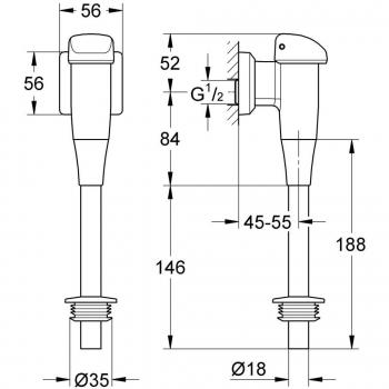 Grohe Système de chasse pour urinoir, chrome 37437000