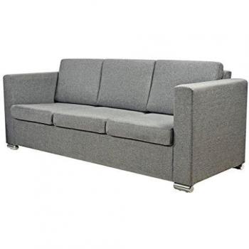 3-Seater Sofa in Light Grey Fabric