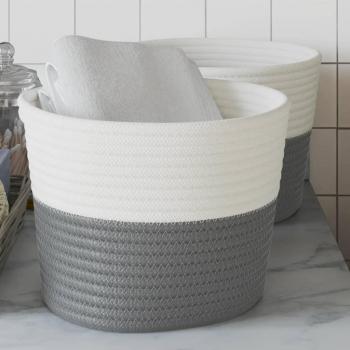 Cestini Portaoggetti 2pz Grigio e Bianco Ø24x18 cm in Cotone Vidaxl 98499