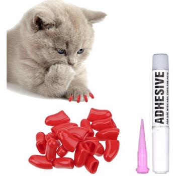 20Pcs Pet Nail Protection Caps with Glue Applicator