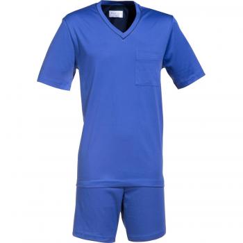 Novila Herren Pyjama in Blau, Jersey‑Baumwolle, unifarben