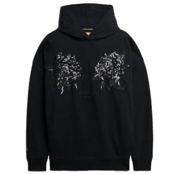 Blusa deportiva Superdry Oversized de algodón negro con diseño tatuado