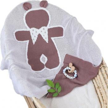 Manta para Bebé con Estampado de Oso Suave y Cálida