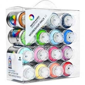 Lot de 16 vaporisateurs de couleur Mtn Atelier eau base de peinture en aérosol
