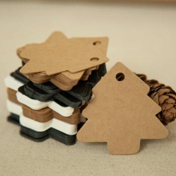 5.5x5.4cm Black Christmas Tree Tags 50pcs Pack