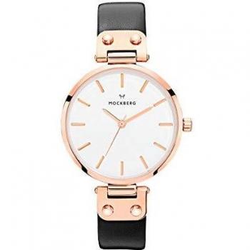 Mockberg Lady 34mm Sigrid Roségold/Schwarzes Leder