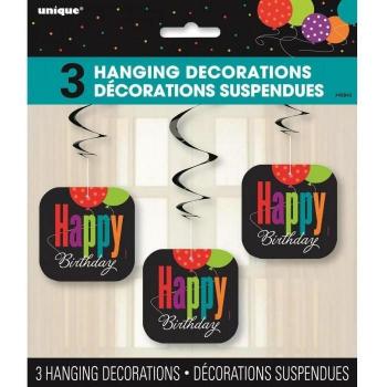 Cheer Birthday Hanging Decoration (Pack of 3) Red/Black