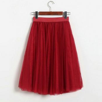 Casual High Street Tulle Midi Skirt for Women