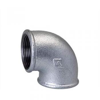90‑Grad-Winkel Temperguss, verzinkt – 3/4 × 3/4 mit Fitting