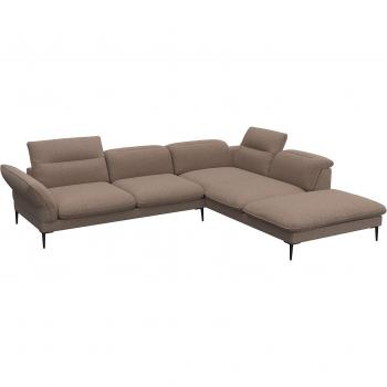 Flexlux Ecksessel Salino – Funktionales Sofa mit integrierter Ottomane (Hazel Braun)
