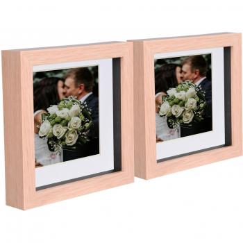 6 x 6 Light Brown 3D Box Frame for Photos with 4 x 4 Insert
