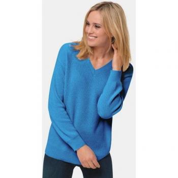 Pull V cachemire couleur bleue, Taille 24 (Goldner)