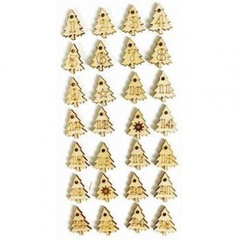 Décorations en Bois : Sapins Adhésifs pour Avent