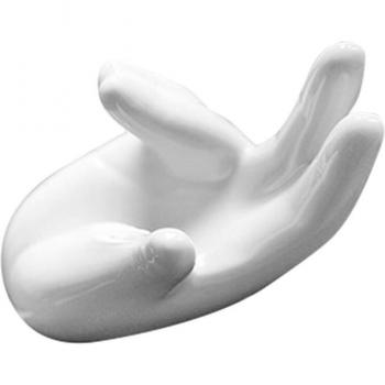 Ocarina de Cerámica Blanca con Soporte de Mano