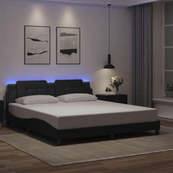 Vidaxl LED Bed Frame, Black, 180x200 cm, Super King