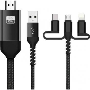 Cable HDMI Multi‑uso con USB‑C y Lightning