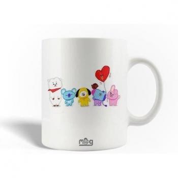 BTS Bangtan Sonyeondan & BT21 Fusion Ceramic Mug – 30 cl, White, Dishwasher Safe