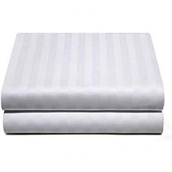 Super King Fitted Sheet 25cm Soft Brushed Microfiber Satin Stripes Breathable Easy Care