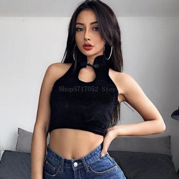 Blusa Negra Cuello de Pie