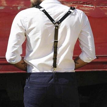 Men's Artificial Leather Braces Y-Back Design