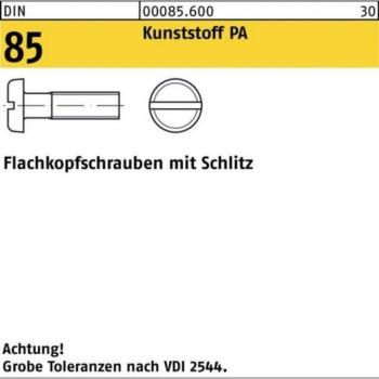 Polyamid-Flachkopf-Schraube M6 × 10 mm – DIN 85/ISO 1580, Schlitz