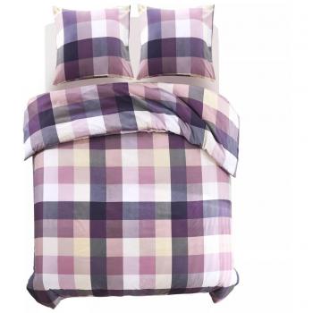 Set di copripiumini viola a scacchi, 3 pezzi (240x220 e 80x80)