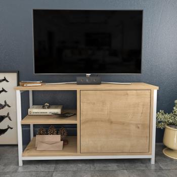 Muskegon 90 cm TV Stand with Two Open Shelves and Cabinet