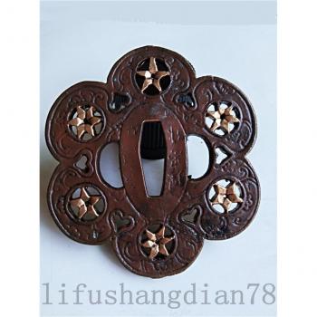 Copper Six-Petal Tsuba for Tanto