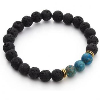 Reiki Prayer Yoga Bracelet with Black Volcanic Stone and Imperial Stone Spacers
