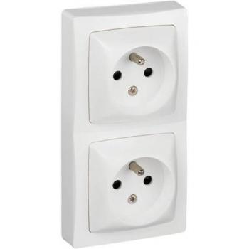 Legrand 097369 Double Prise de Courant avec Terre Appareillage Intérieur, Horizontal, Blanc