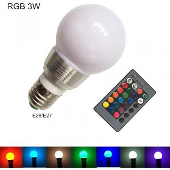 Luce LED E27 RGB 5W + telecomando a distanza con 24 pulsanti e 4 modalità di regolazione