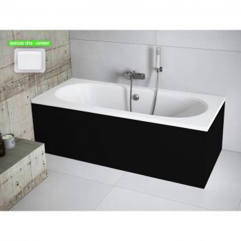 OTITEC Vie VITAE Baignoire 180x80 – Noir Mat, Tablier + Repos-Tête inclus