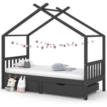VidaXL Kinderbett mit Schubladen Dunkelgrau Kiefer 90x200cm