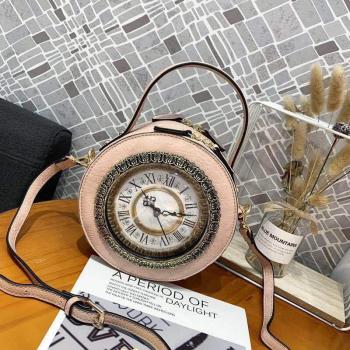 Retro Clock Shape Women's Shoulder Bag