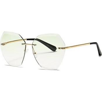 Gafas de Sol Kimorn para Mujer Lente de Corte de Diamante (Oro&Verde, 65)