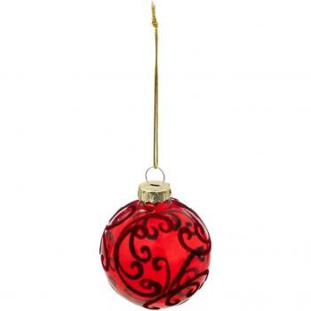 Decorazione luce natalizia in vetro bdn 60 mm Velvet Rosso