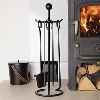 Fireside Tool Set with Poker Tongs Coal Shovel Brush Stand