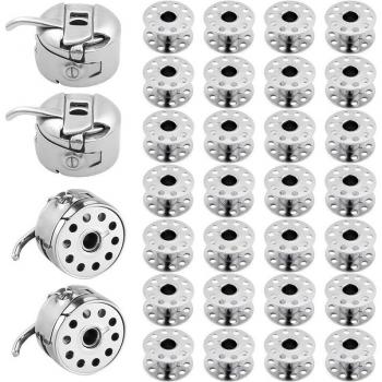Sewing Bobbin Holder and 28 Metal Bobbins for Brother & Janome