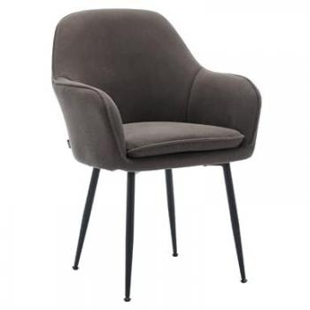 Fauteuil SWEEEK gris foncé – velours côtelé, structure en métal noir mat (L 57 × P 59 × H 84,5)