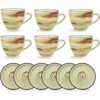 Wilmax England Spiral Set – 6 Tassen + Untertassen, 300 ml, Porzellan, Zeitlos