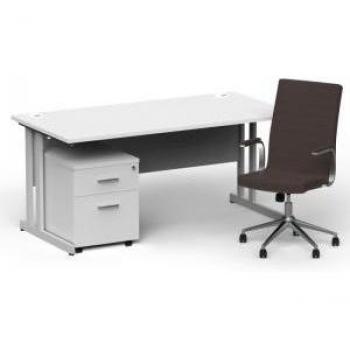 Impulse 1600mm Mobile Pedestal Desk with Executive Chair in Ezra Brown