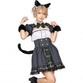 Kokoro Shinozaki Clearstone My Fave: Supervisión, Cosplay Halloween, Gato, Escuela, Sirvienta Cinza mujer