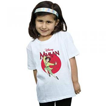 Disney Girl’s Mulan Dragon Circle Cotton Top – White, 5-6 yr