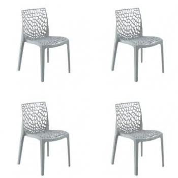 Set 4 Sedie Tampa Grigio Perla in Polipropilene Impilabile L 51 x P 52,5 x H 81 cm 100% Made in Italy – Gloupie