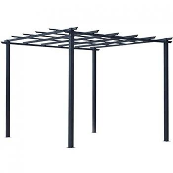 Pergola autoportante contemporaine en métal époxy noir